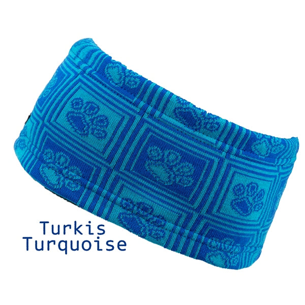 Canelana merino wool headband - paw print pattern